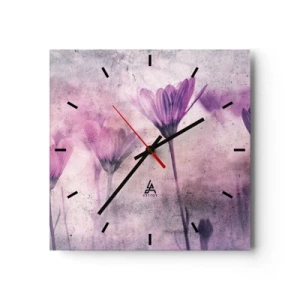 Väggklocka - Klocka på glas - Blommornas sömn - 30x30 cm