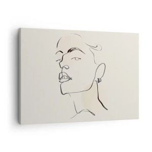 Canvastavla - Bild på duk - Minimalistisk skiss av en kvinnas ansikte - 70x50cm - Stolt blick - Modern väggdekoration för vardagsrum och sovrum ARTTOR