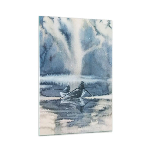 Glastavla - Bild på glas - Sportfiskare i sitt paradis - 80x120 cm