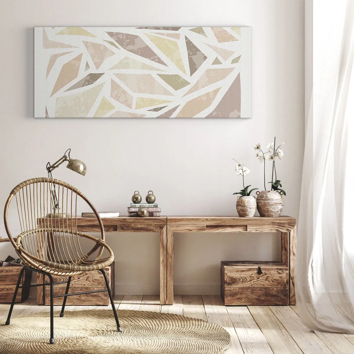 Canvastavla - Bild på duk - Komposition av färgat glas - 90x30 cm