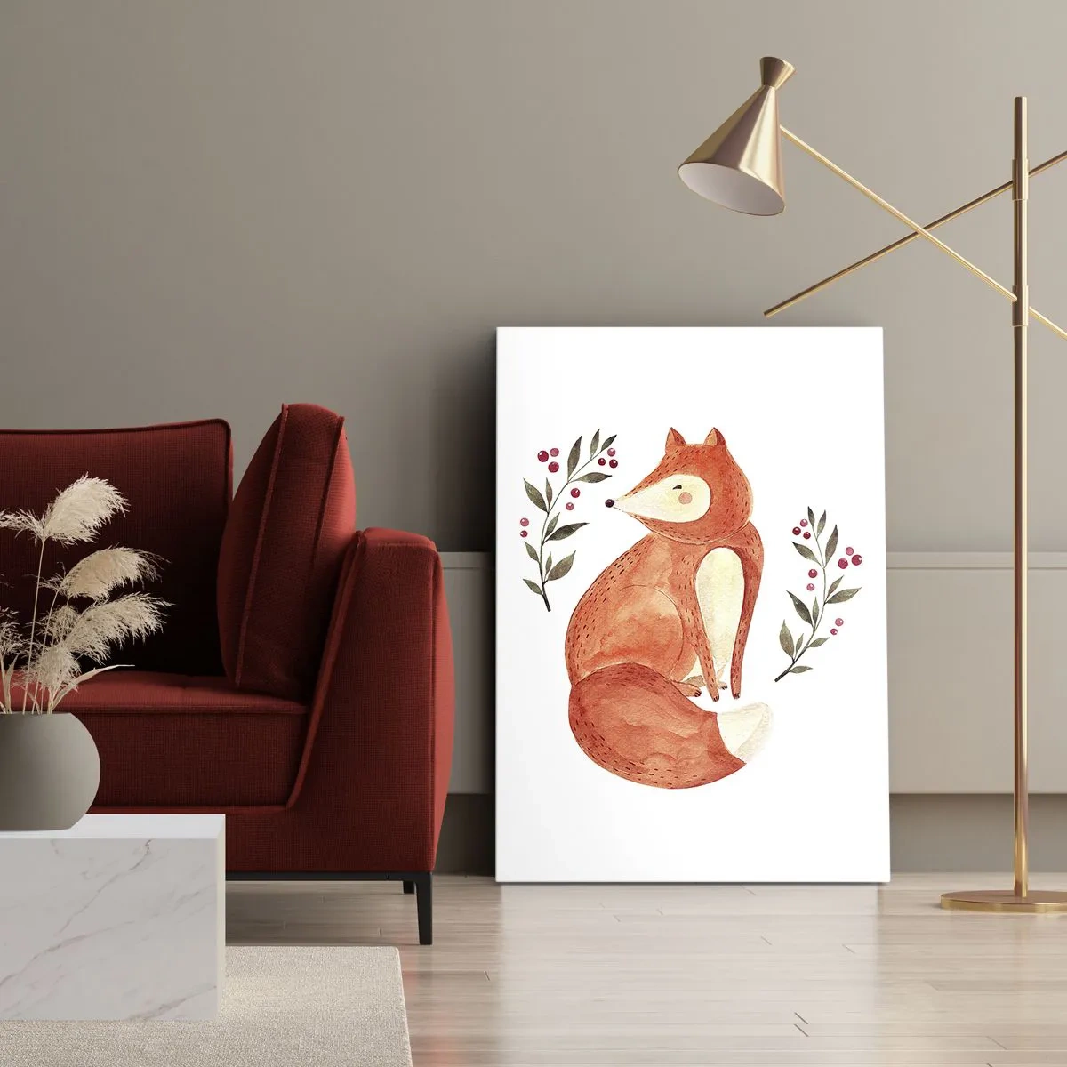 Canvastavla - Bild på duk - Liten rödhårig - 55x100 cm