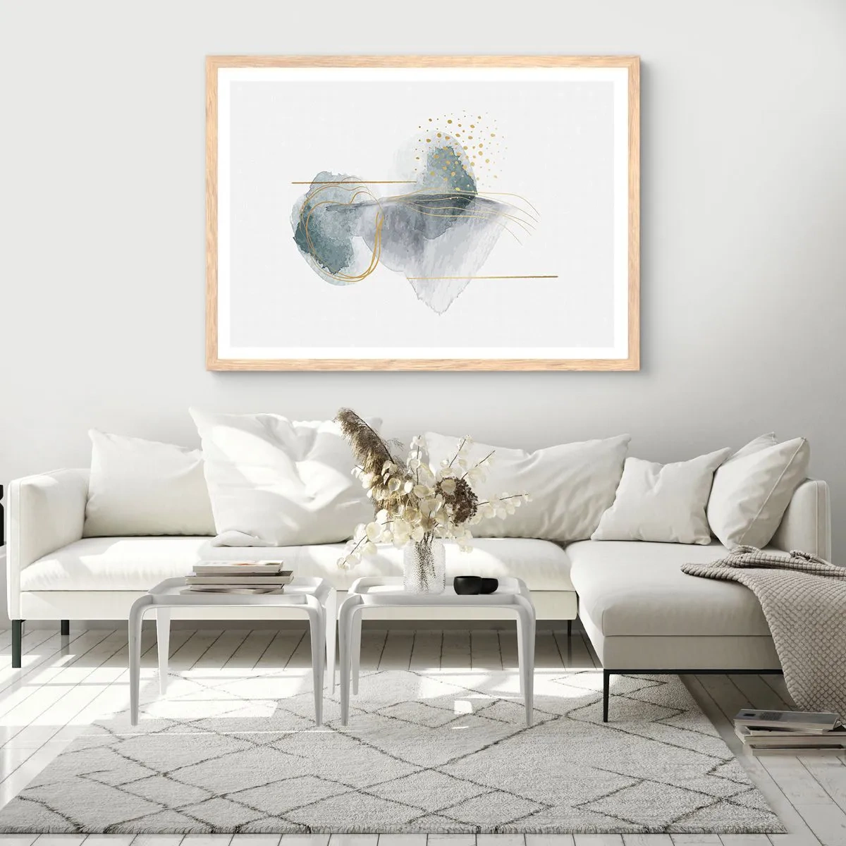 Affisch i ram av ljusek - Om gråhetens och guldets förhållanden - 91x61 cm