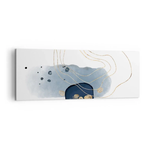 Canvastavla - Bild på duk - Blå-guld fantasi - 140x50 cm