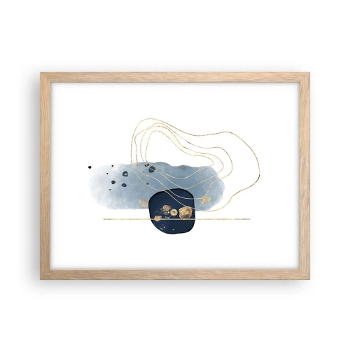 Affisch i ram av ljusek - Blå-guld fantasi - 40x30 cm