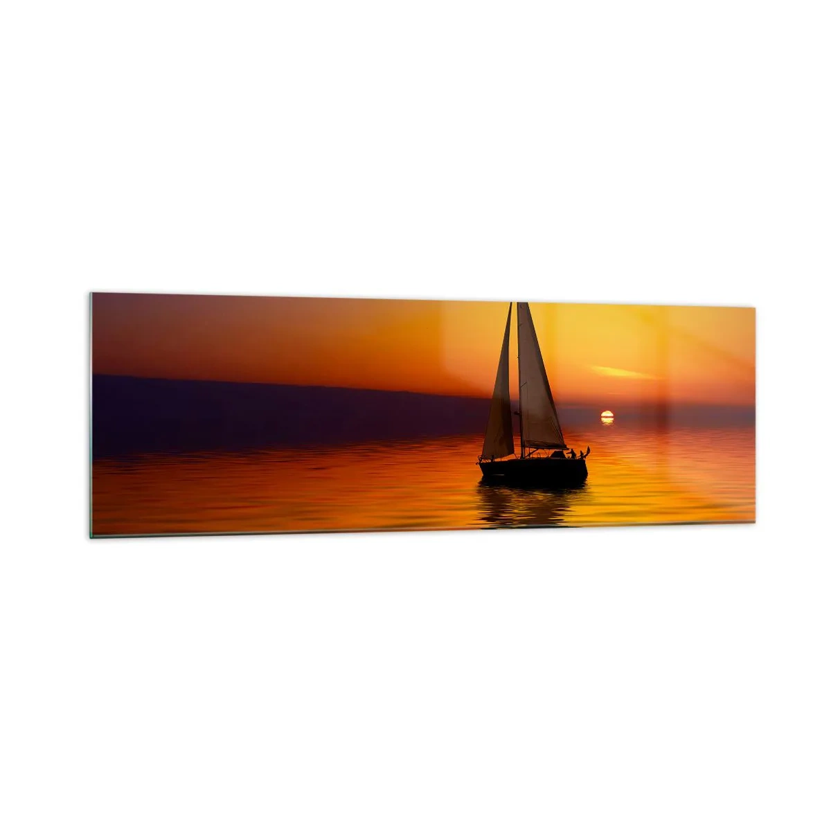 Glastavla - Bild på glas - Så tyst i skymningen... - 160x50 cm