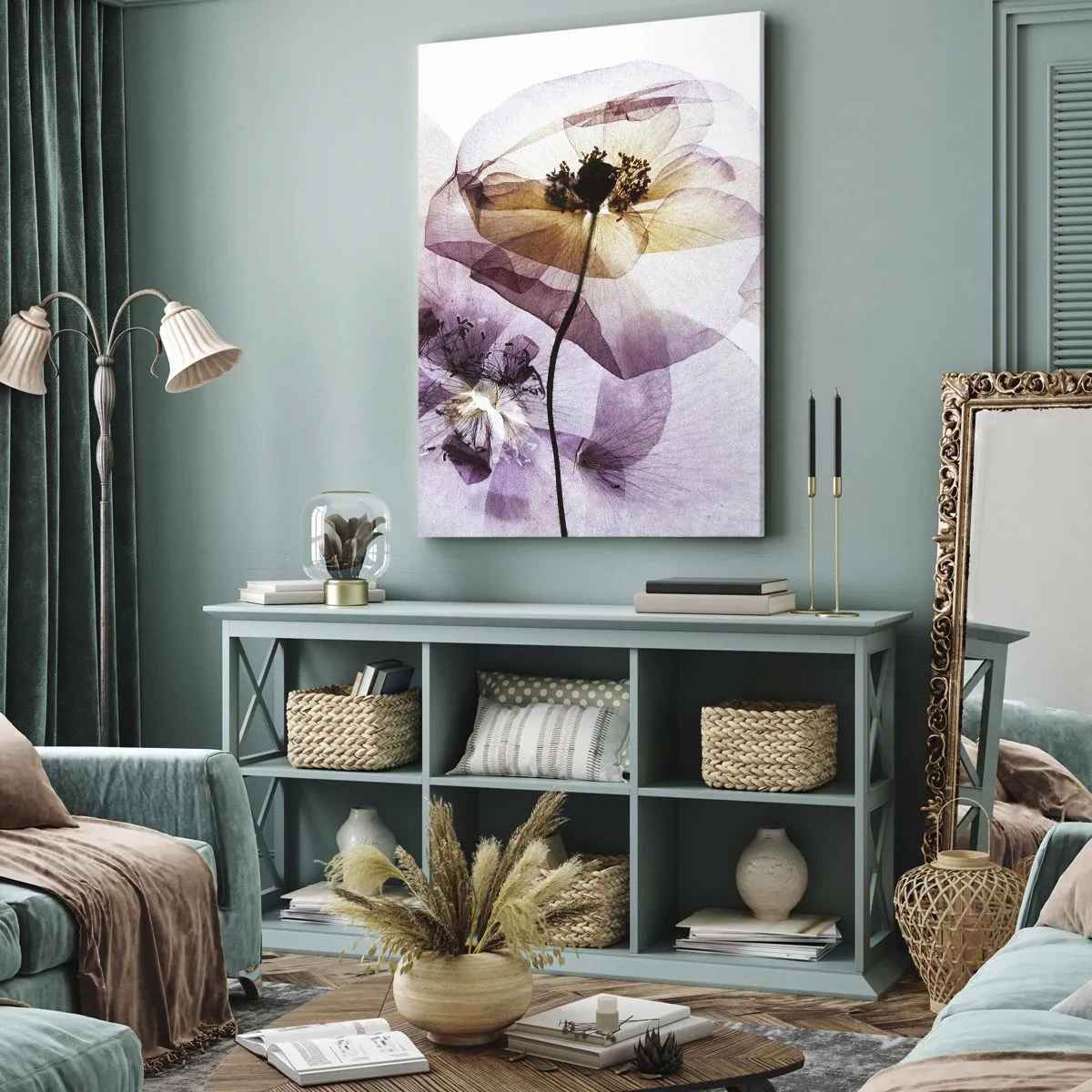 Canvastavla - Bild på duk - Blommornas transparenta kroppar - 80x120 cm