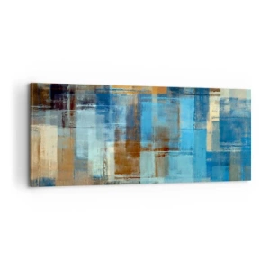 Canvastavla - Bild på duk - Genom blåa gardinen - 100x40 cm