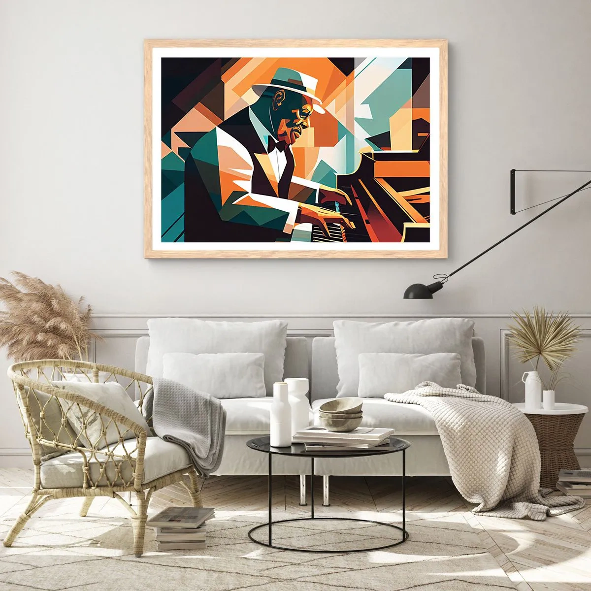 Affisch i ram av ljusek - Allt som är jazz - 100x70 cm