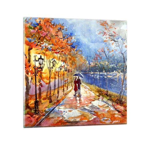 Glastavla - Bild på glas - Tillsammans mot tidens gräns - 30x30 cm