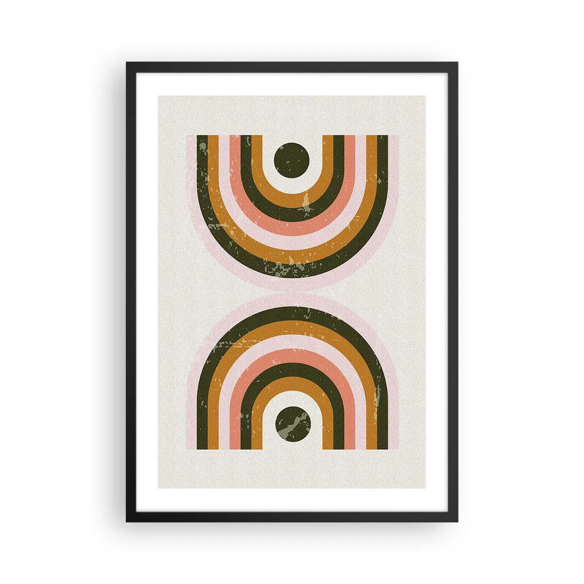 Affisch i svart ram - Geometrisk komposition i retrostil - 50x70cm - Tvillingabstraktion - Modern väggdekoration för vardagsrum och sovrum ARTTOR
