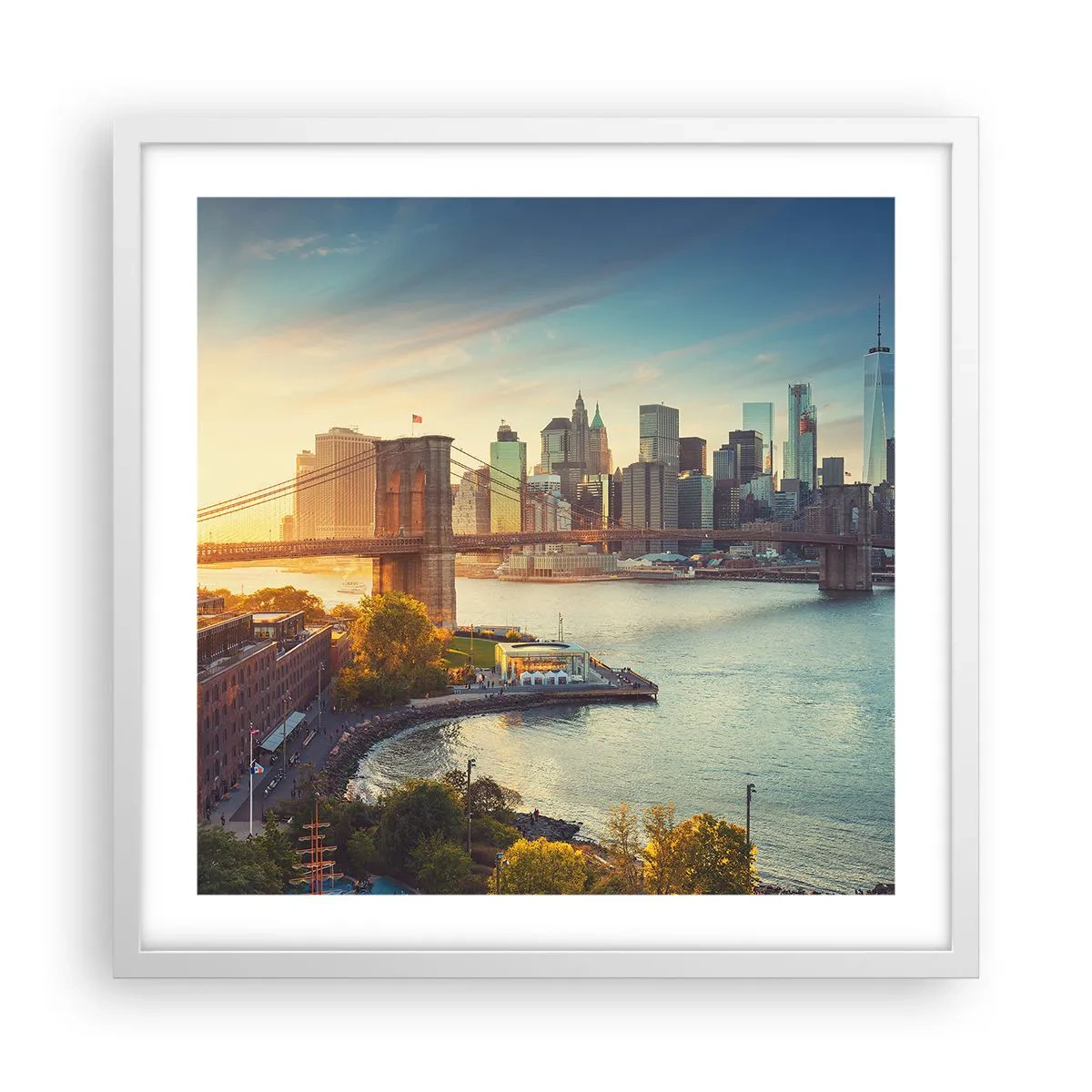 Affisch i vit ram - Storstadsgryning - 50x50 cm