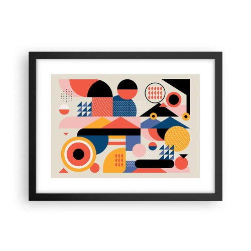 Affisch i svart ram - Komposition: Lek - 40x30 cm