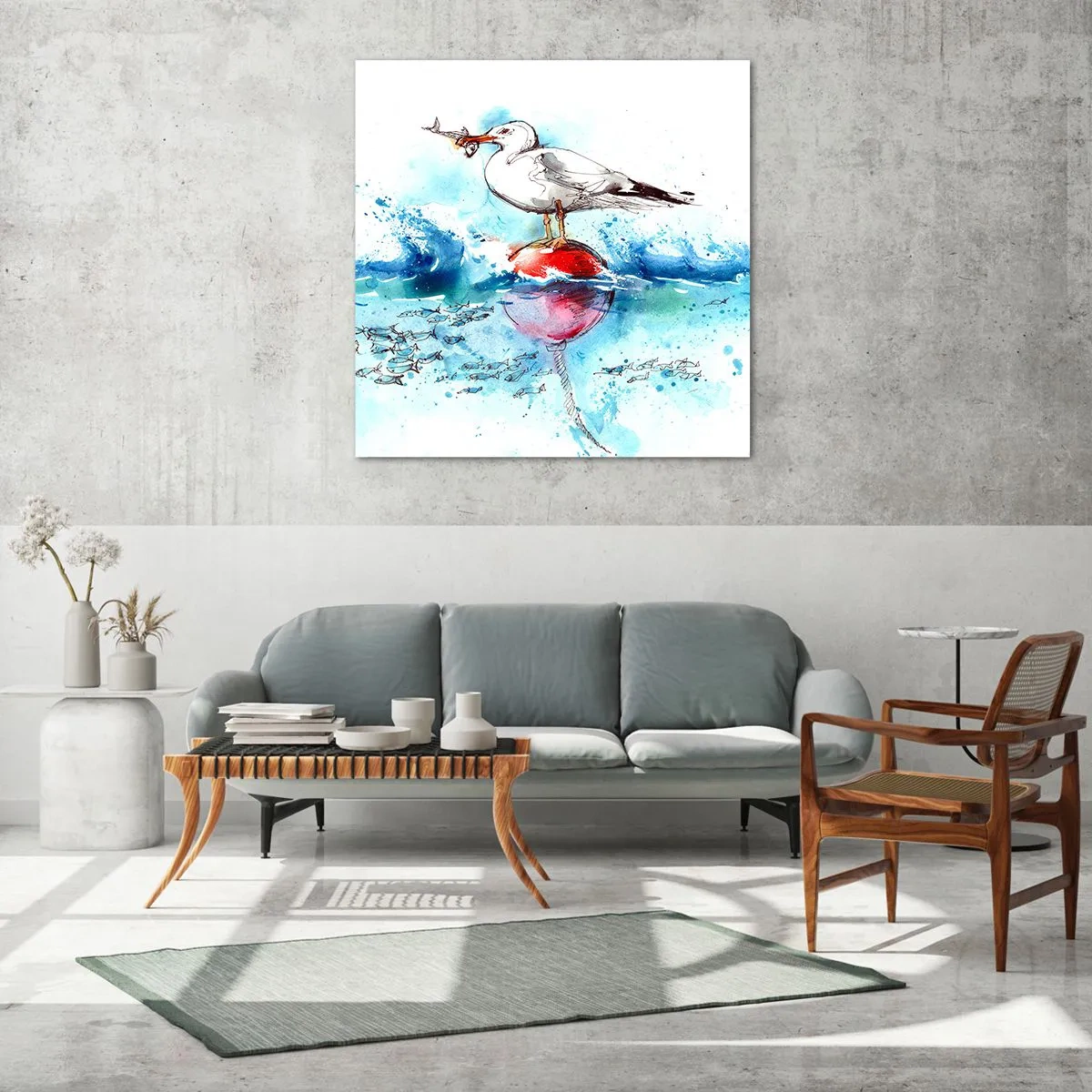 Glastavla - Bild på glas - Framgångsrik fångst - 50x50 cm