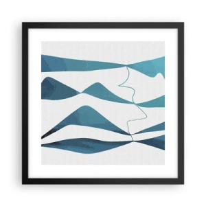 Affisch i svart ram - Abstraktion: en turkos förening - 40x40 cm