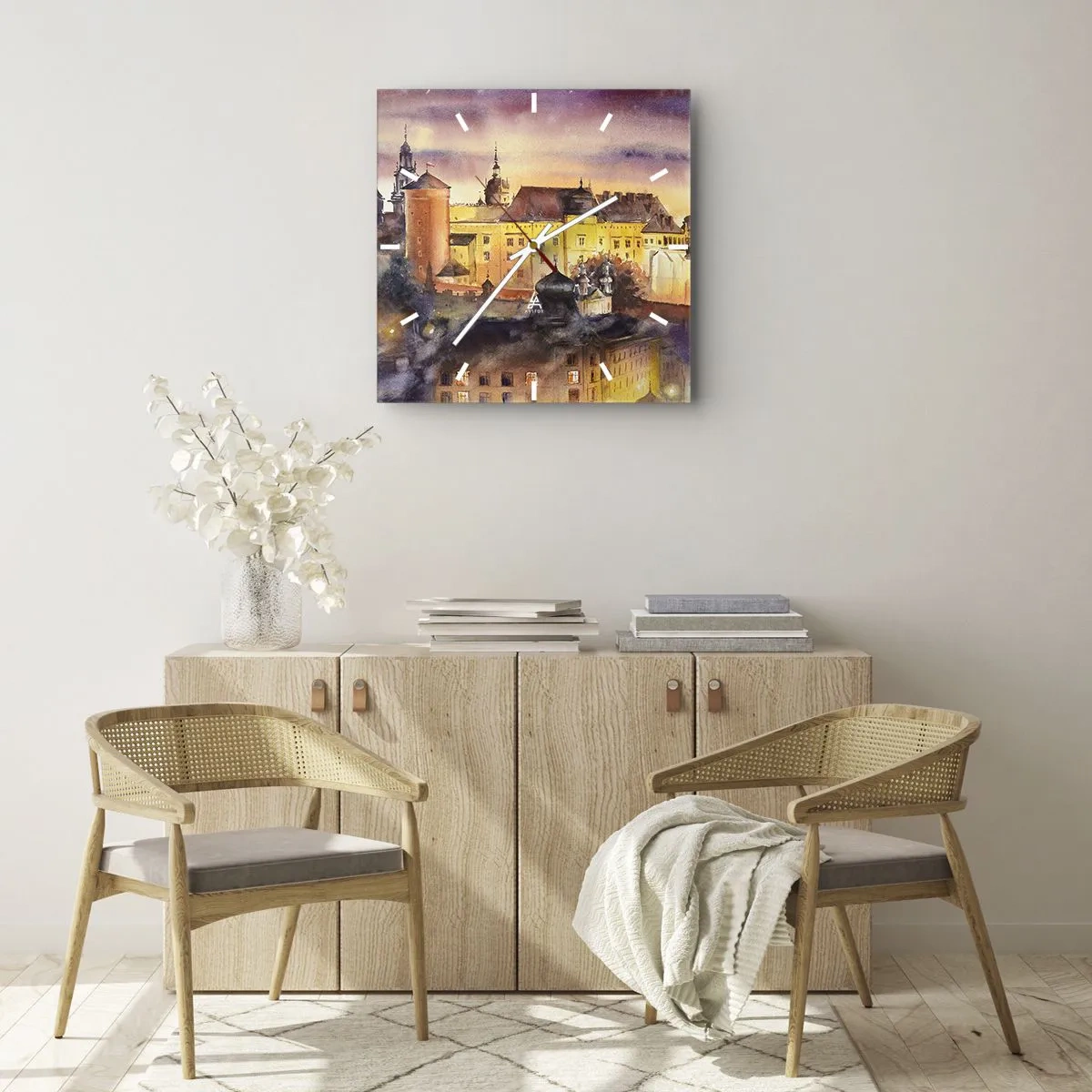 Väggklocka - Klocka på glas - En historia och en berättelse - 40x40 cm