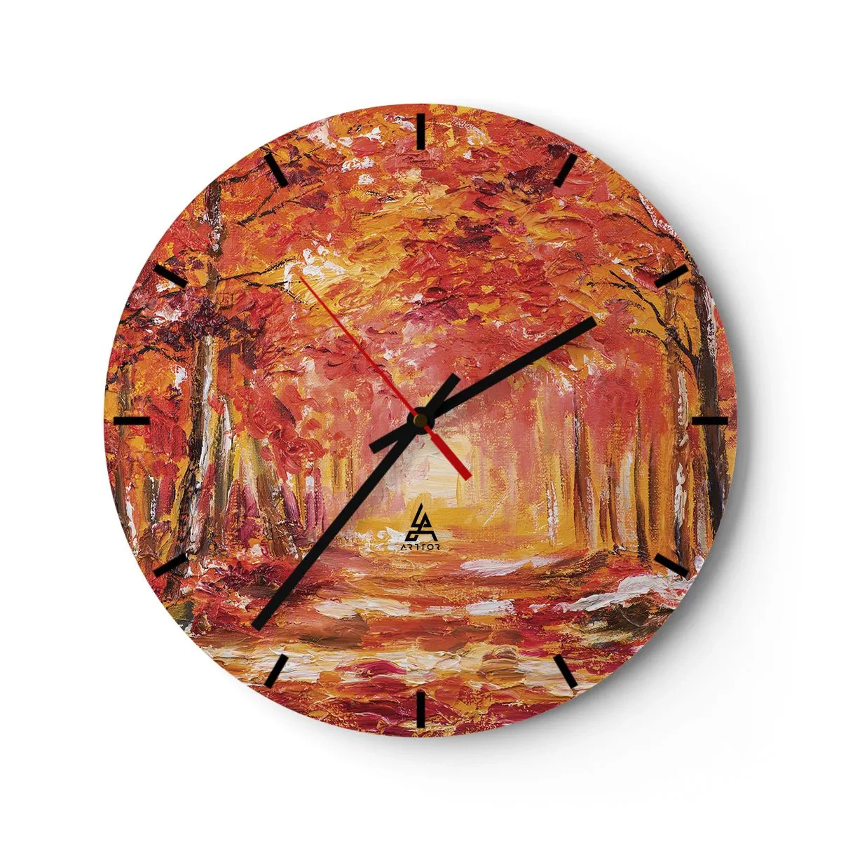 Väggklocka - Klocka på glas - Kopparskog - 40x40 cm