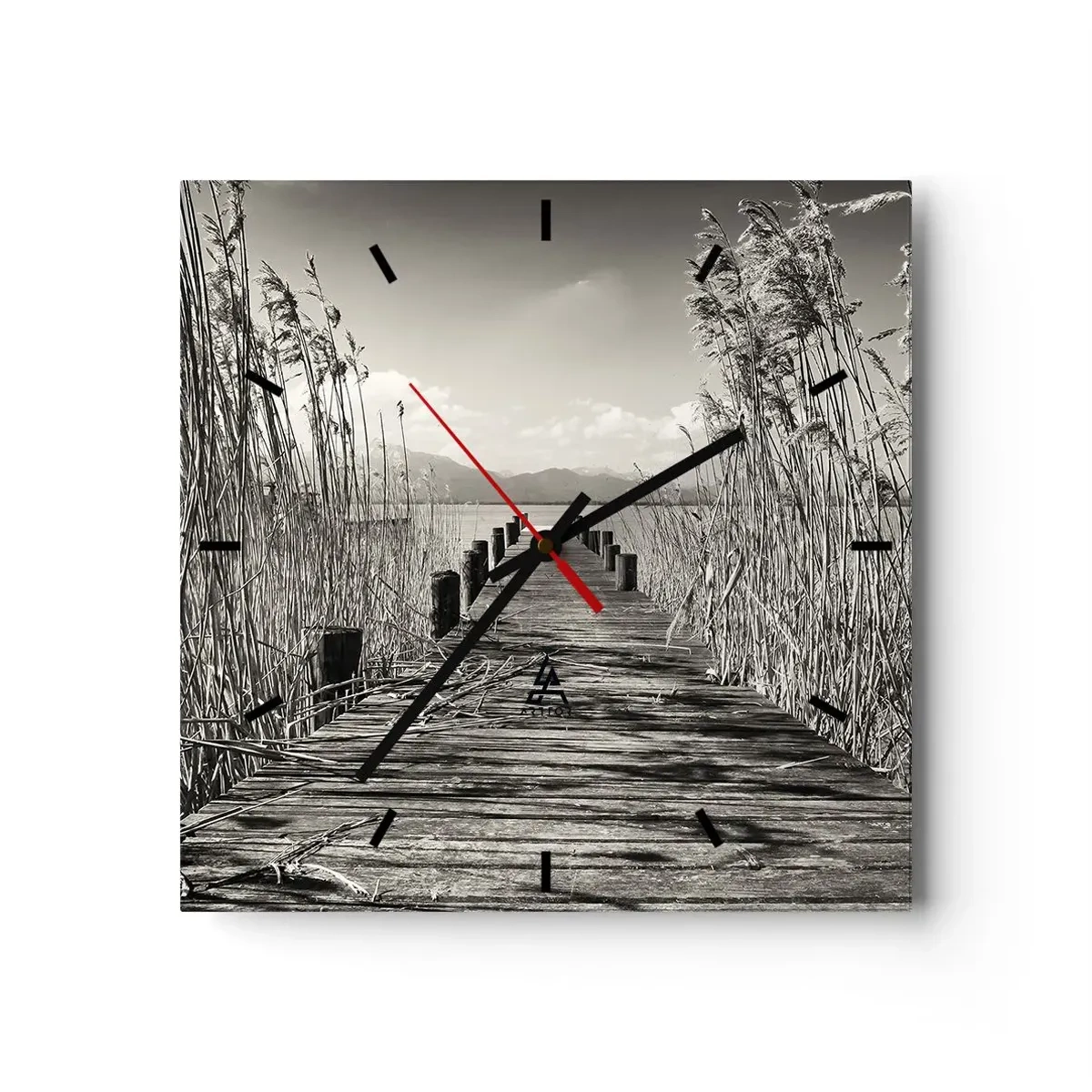 Väggklocka - Klocka på glas - I gräsets fristad - 40x40 cm