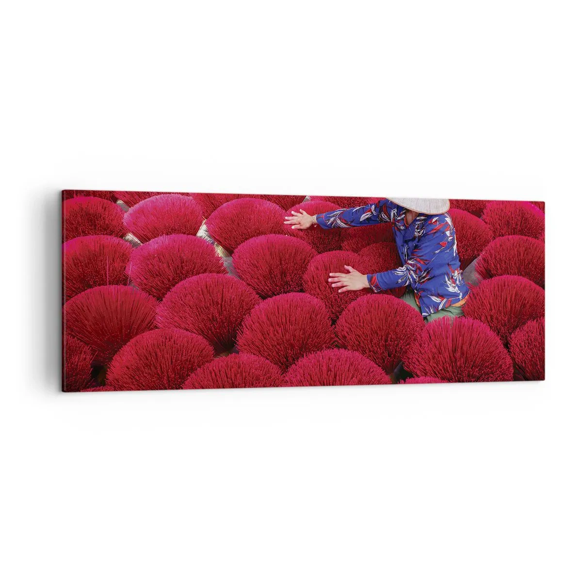 Canvastavla - Bild på duk - På ett risfält - 140x50 cm