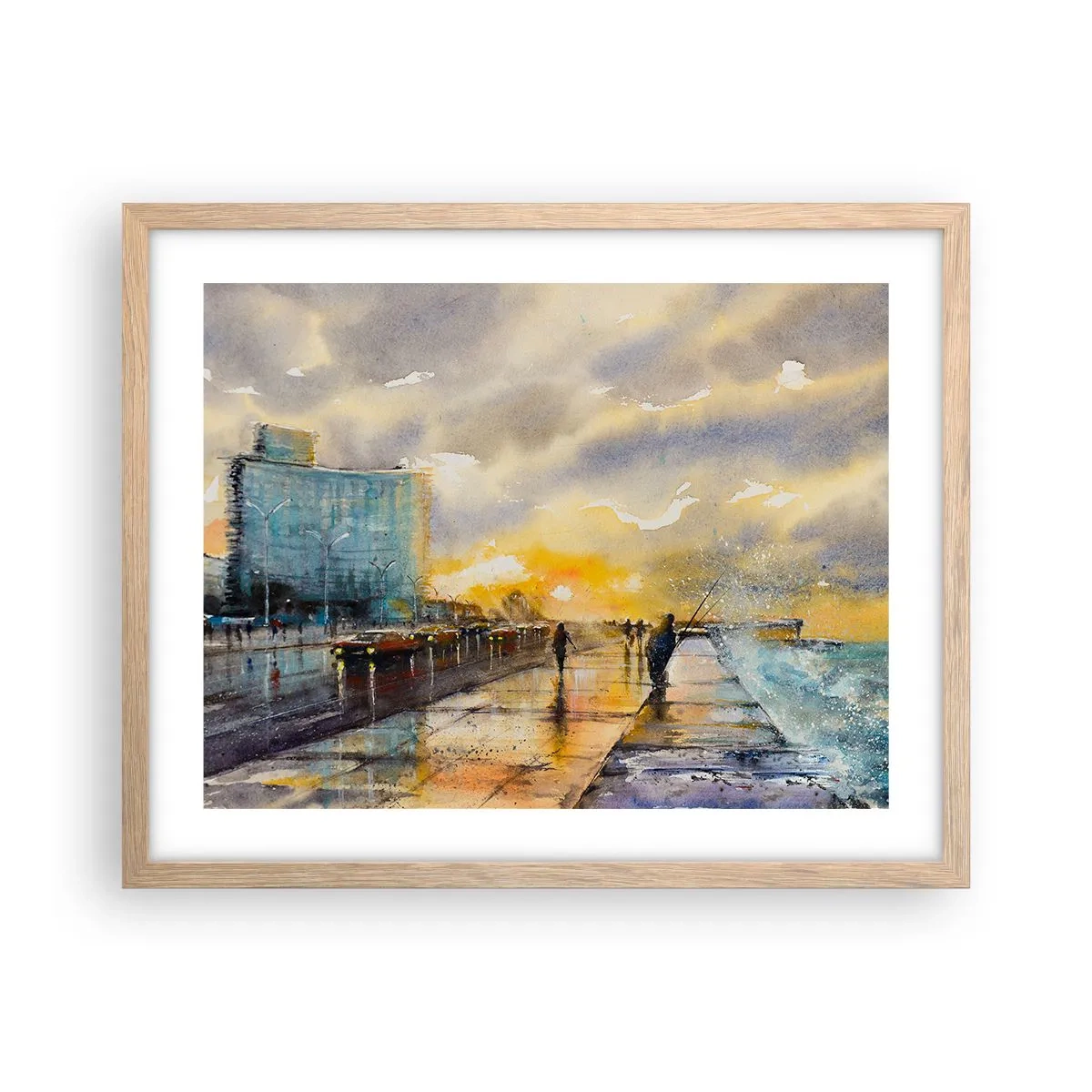 Affisch i ram av ljusek - Livet på stranden - 50x40 cm