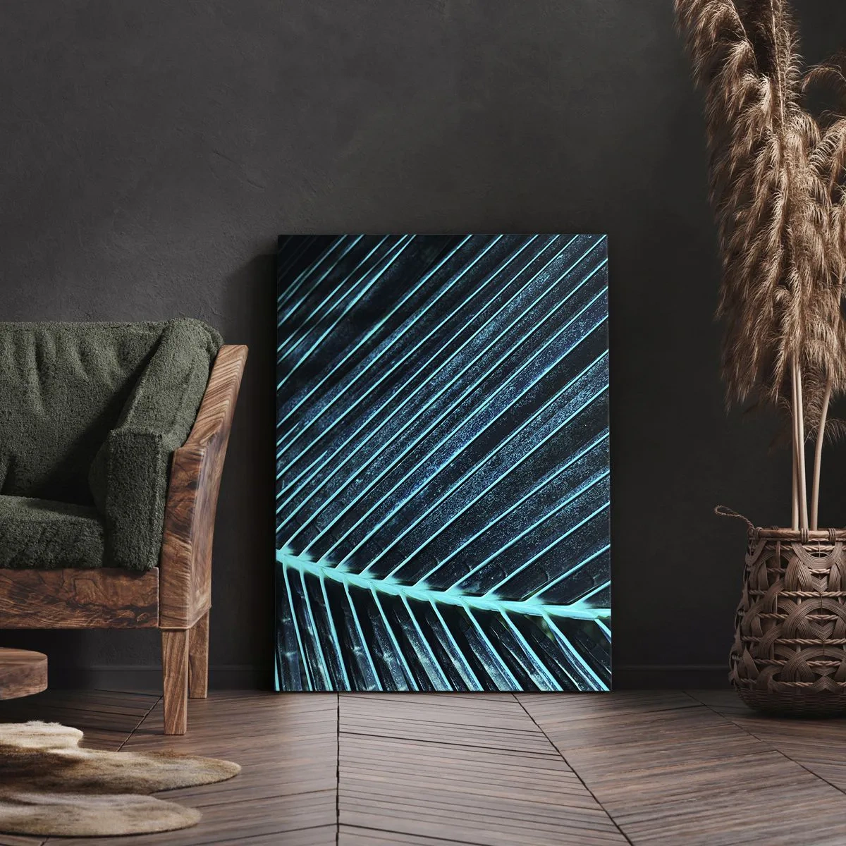 Canvastavla - Bild på duk - Grön textur - 55x100 cm