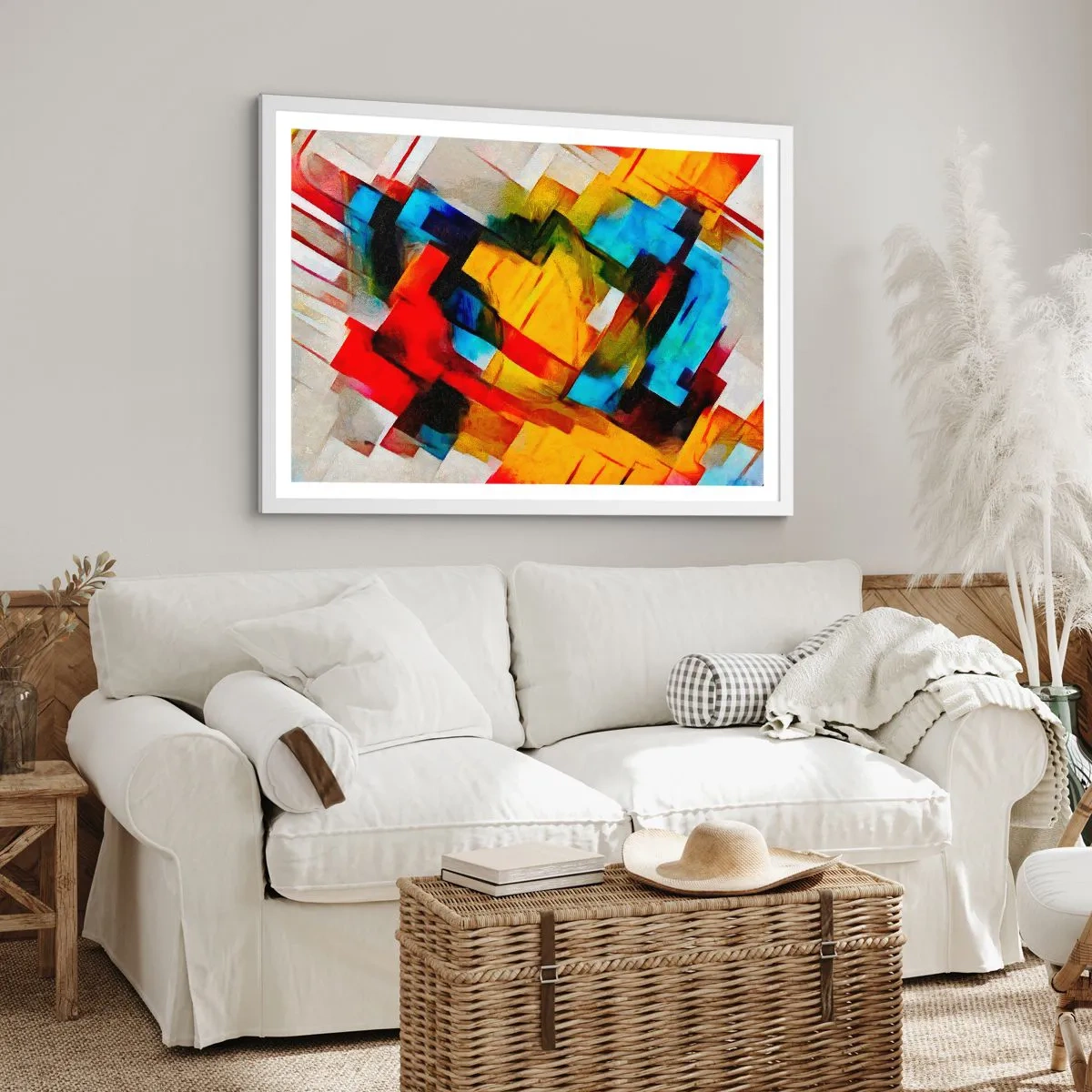 Affisch i vit ram - Färgmix - 100x70 cm