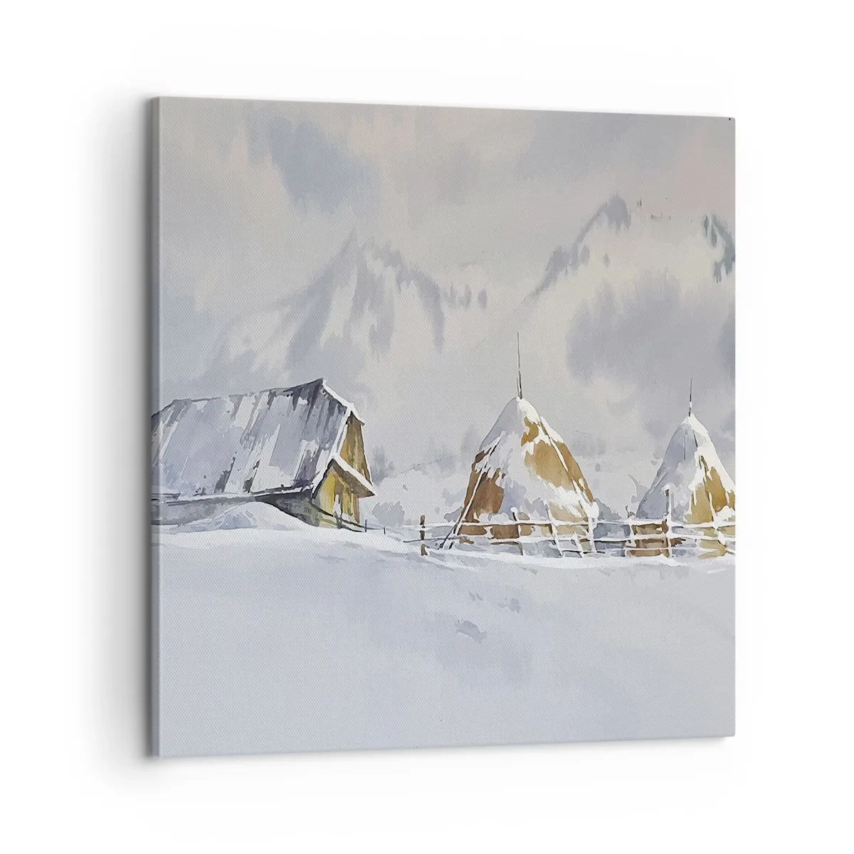 Canvastavla - Bild på duk - I snödalen - 60x60 cm