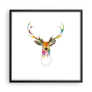 Affisch i svart ram - Hjort badar i färg - 50x50 cm