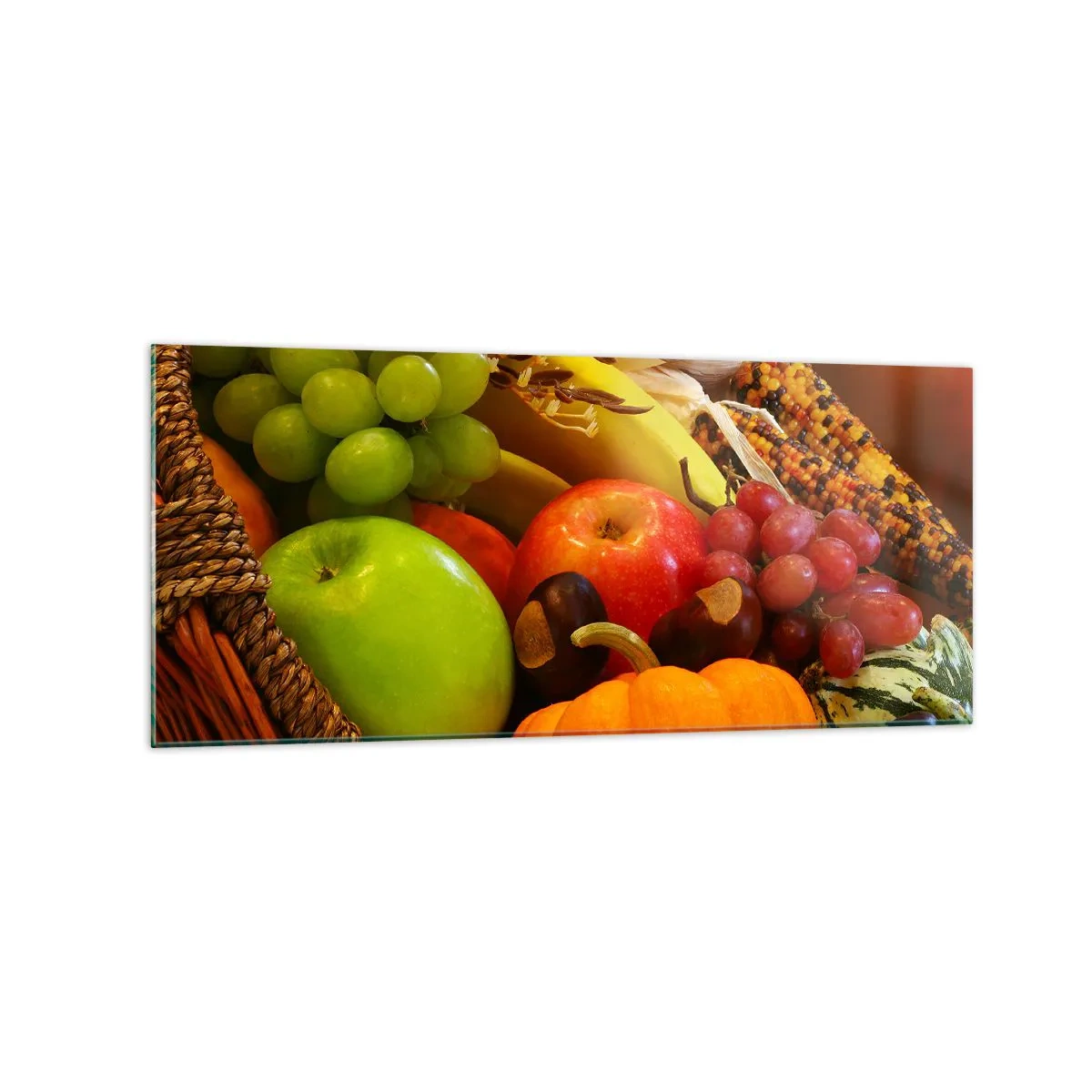 Glastavla - Bild på glas - Överflödets korg - 120x50 cm