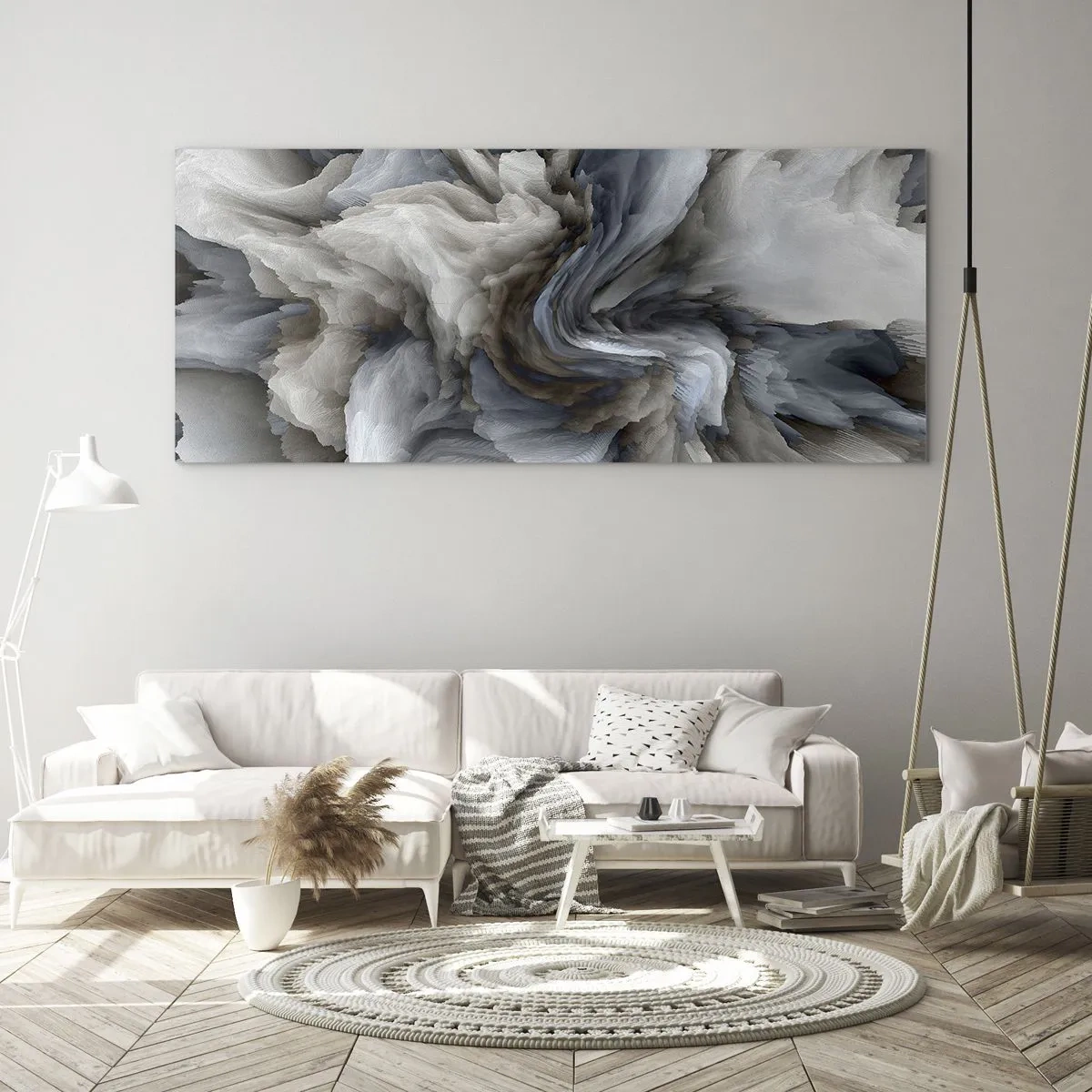 Glastavla - Bild på glas - Sten och blomma - 100x40 cm