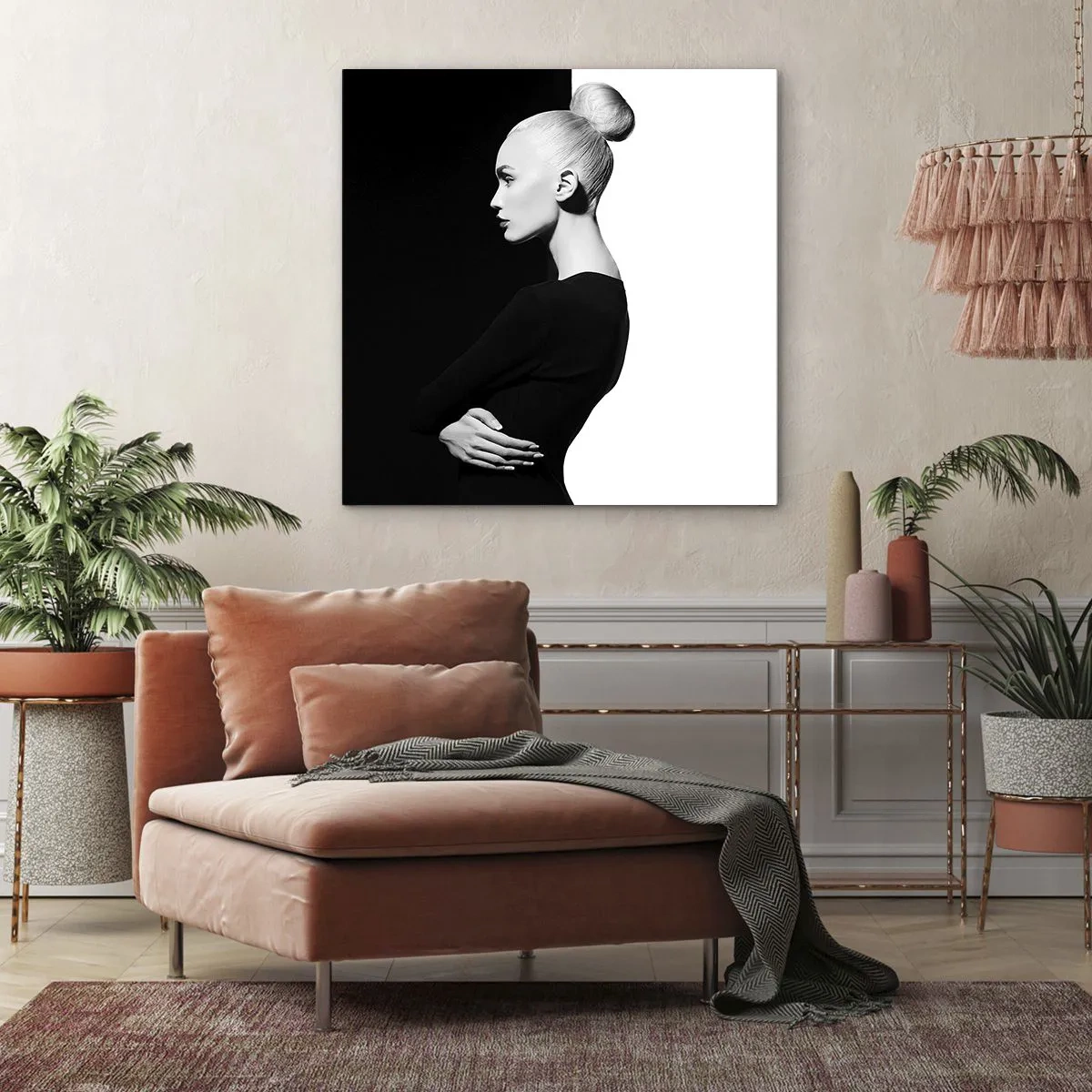 Canvastavla - Bild på duk - Helt enkelt en kvinna - 70x70 cm