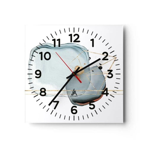 Väggklocka - Klocka på glas - En studie av droppar - 30x30 cm