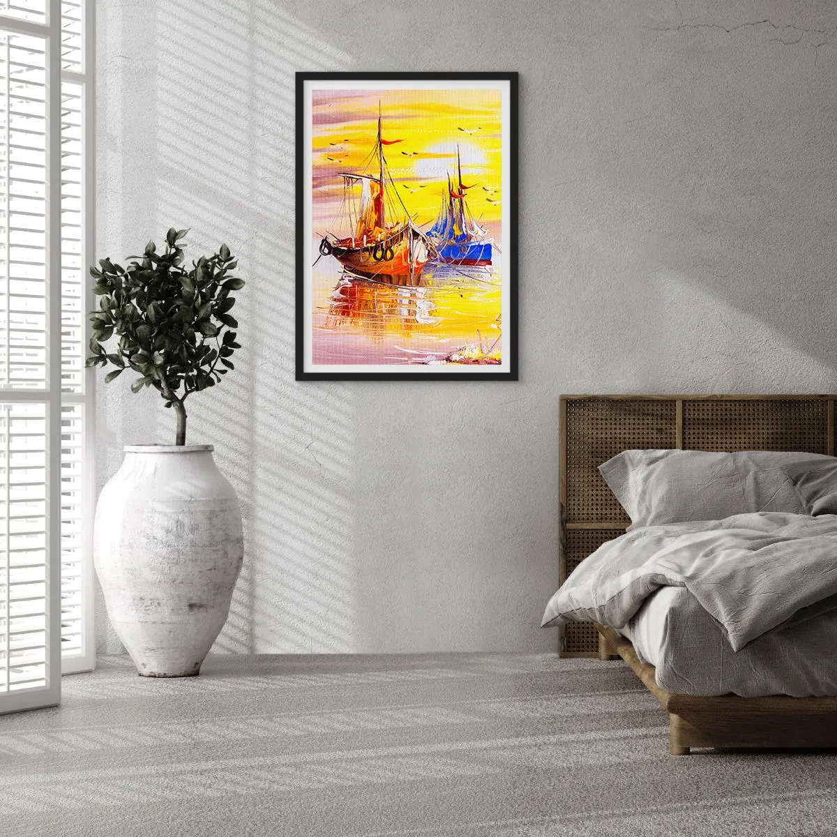 Affisch i svart ram - Välförtjänt vila i hamnen - 40x50 cm