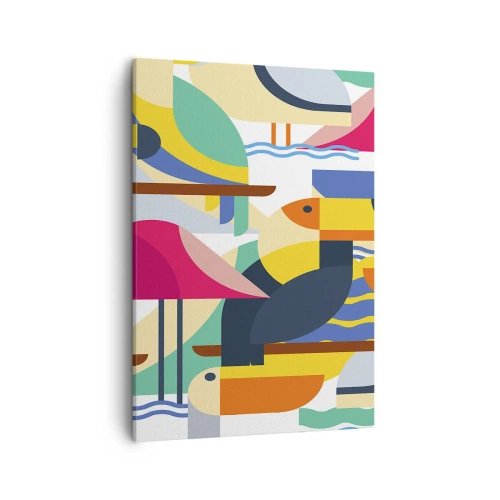 Canvastavla - Bild på duk - Fågelparty - 50x70 cm