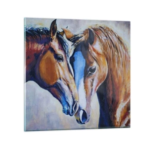 Glastavla - Bild på glas - Är det vänskap? eller är det kärlek? - 60x60 cm