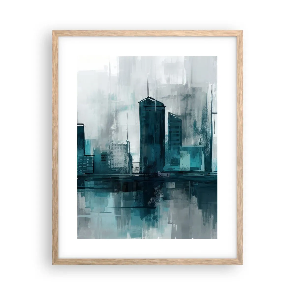 Affisch i ram av ljusek - Regnfärgad stad - 40x50 cm