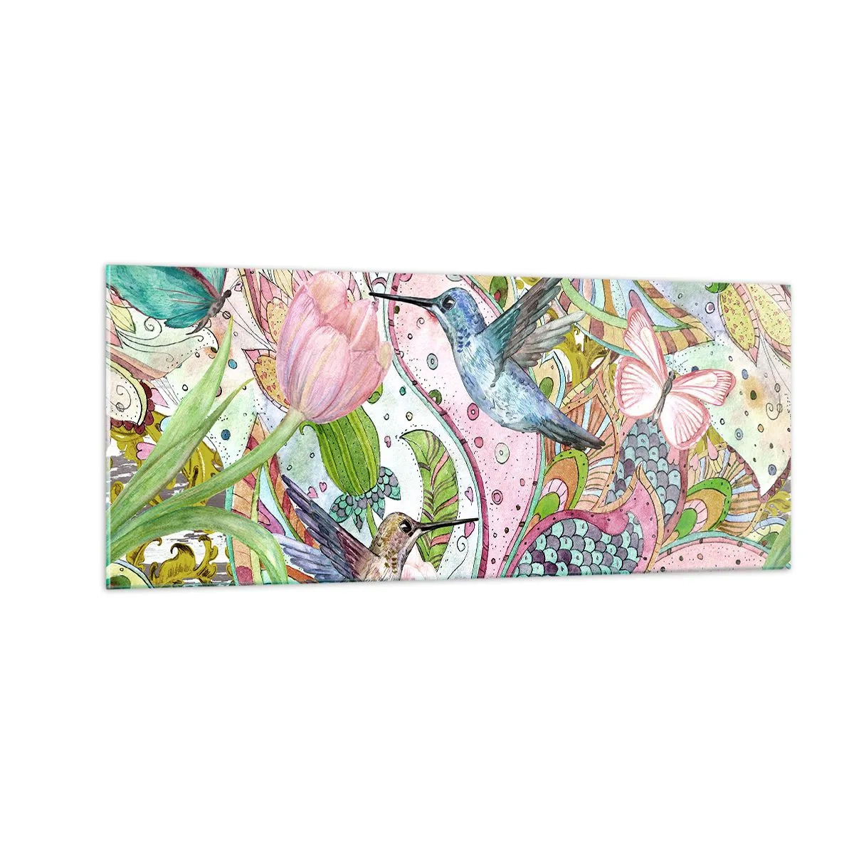 Glastavla - Bild på glas - Inbäddade i klätterväxter - 100x40 cm