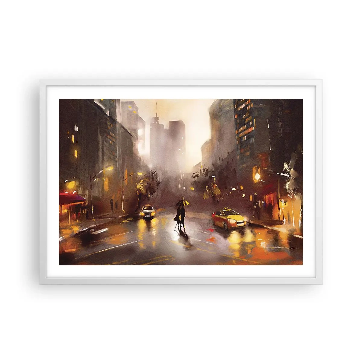 Affisch i vit ram - I New Yorks ljus - 70x50 cm