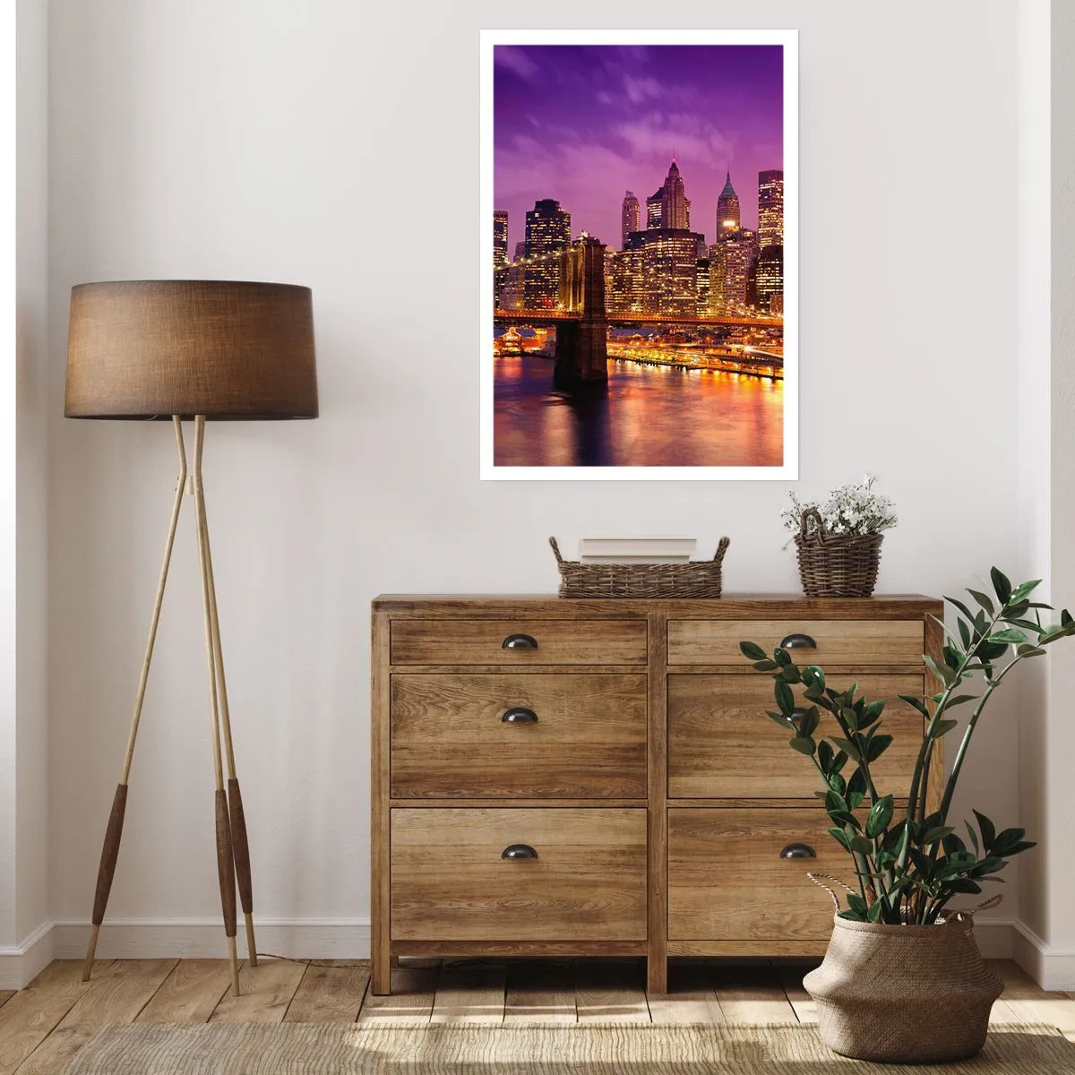 Affisch - Manhattan i violett och guld - 40x50 cm