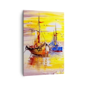 Canvastavla - Bild på duk - Välförtjänt vila i hamnen - 70x100 cm