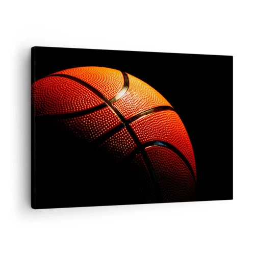 Canvastavla - Bild på duk - Närbild av en basketboll mot svart bakgrund - 70x50cm - Vacker som planeten - Modern väggdekoration för vardagsrum och sovrum ARTTOR