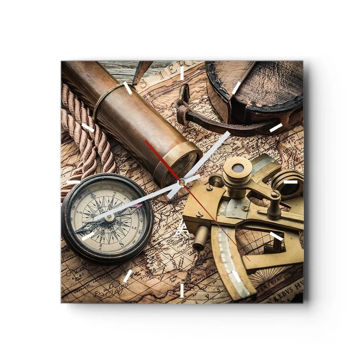 Väggklocka - Klocka på glas - Sätt ut kursen - 40x40 cm