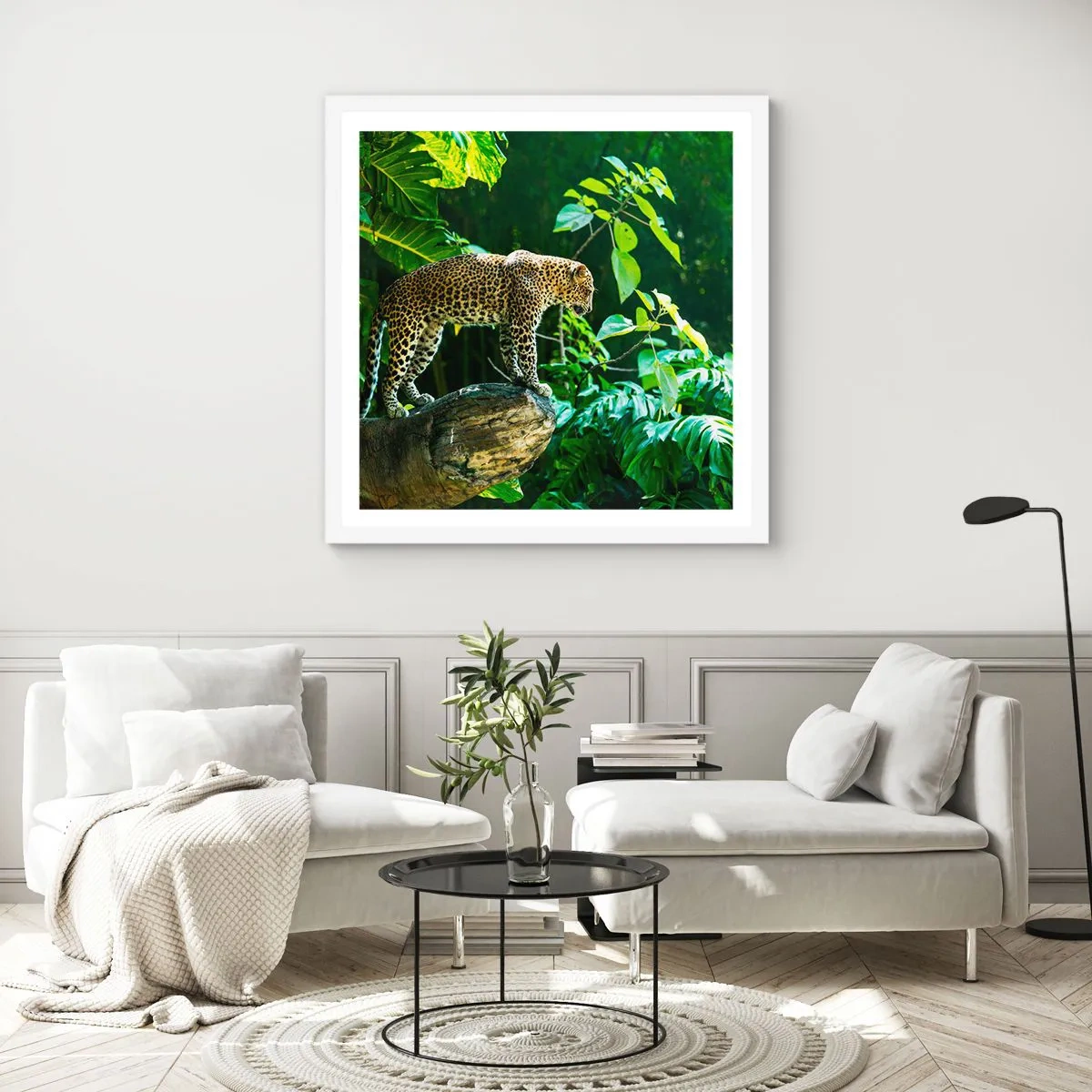 Affisch i vit ram - På jakt? - 50x50 cm