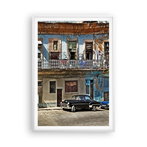 Affisch i vit ram - Havana stämning - 70x100 cm