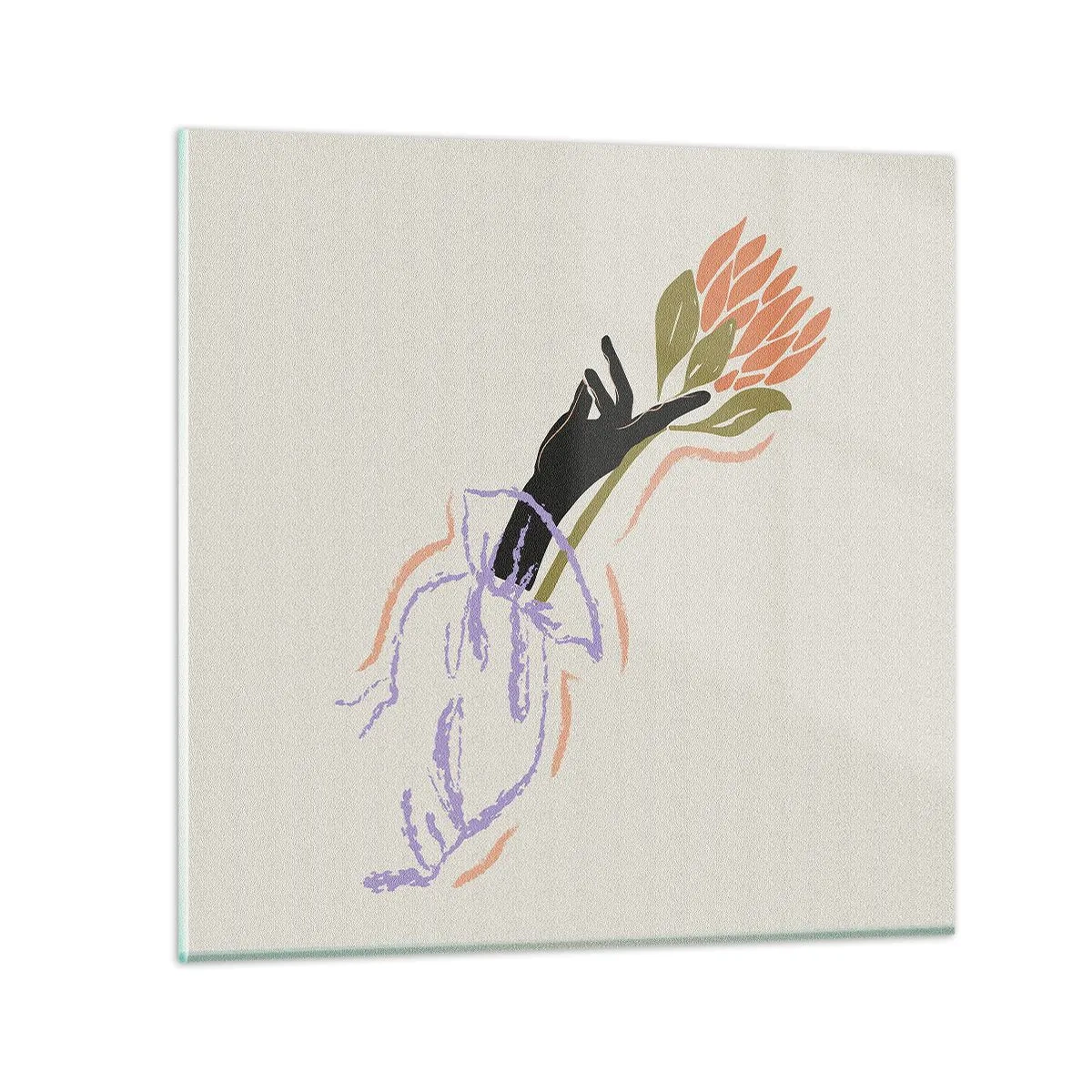 Glastavla - Bild på glas - En systerlig beröring - 40x40 cm