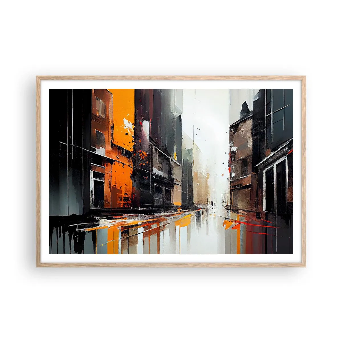 Affisch i ram av ljusek - Regnig dag - 100x70 cm