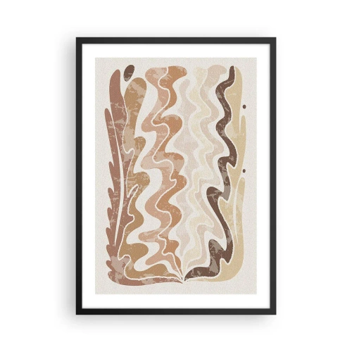 Affisch i svart ram - En abstrakt komposition i varma beige nyanser. - 50x70cm - Bra energi - bra känslor - Modern väggdekoration för vardagsrum och sovrum ARTTOR
