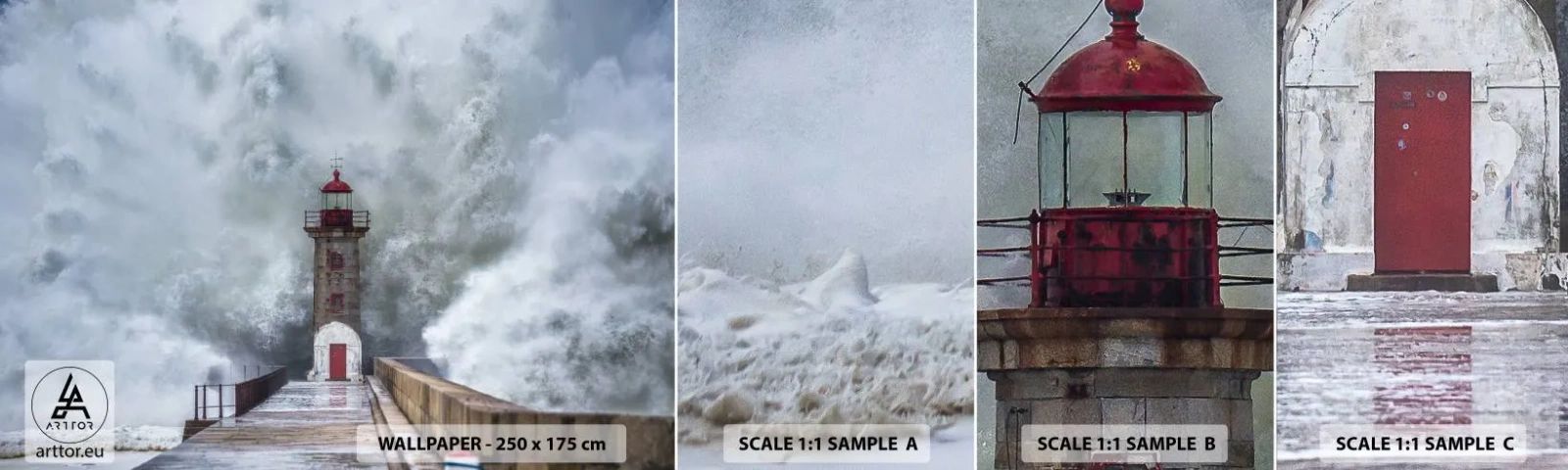 Fototapet Prov Standard Eco - Vattnets vrål, vindens skrik - Fyr, Landskap, Hav - 100x30 cm