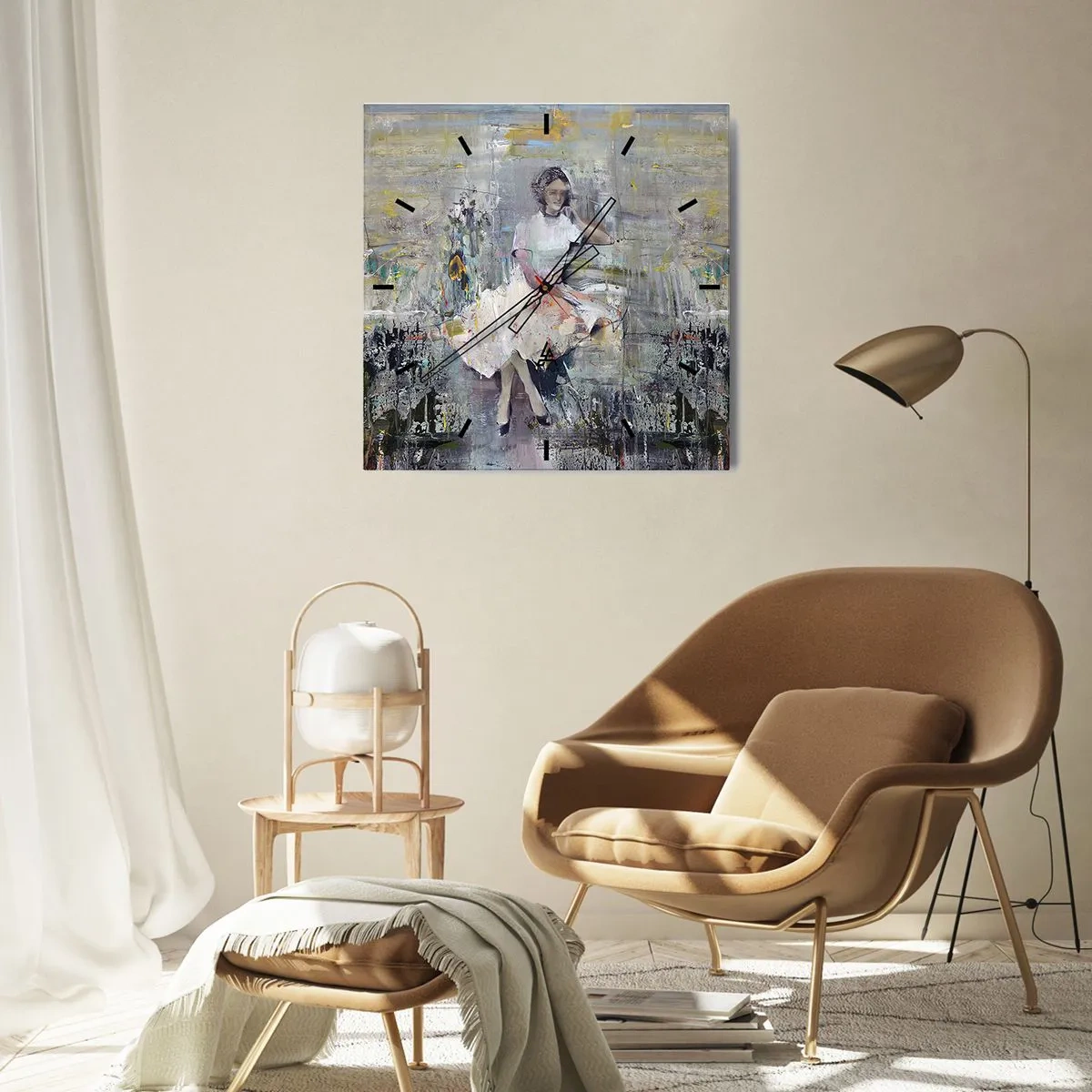 Väggklocka - Klocka på glas - Klassisk och modern - 30x30 cm