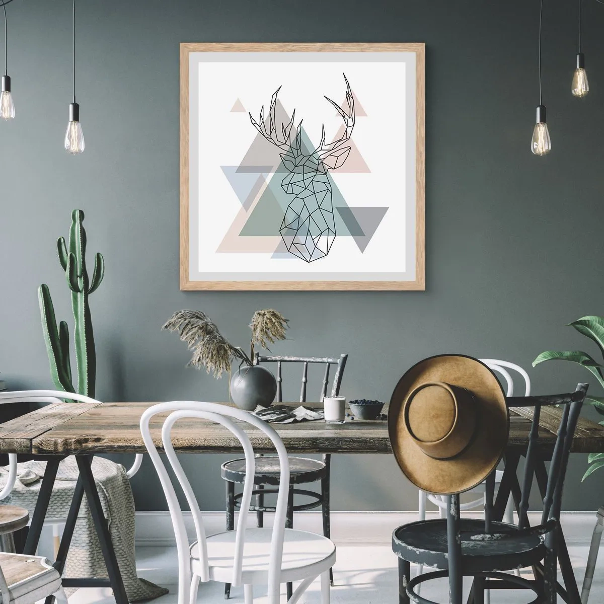 Affisch i ram av ljusek - I en geometrisk skog - 30x30 cm