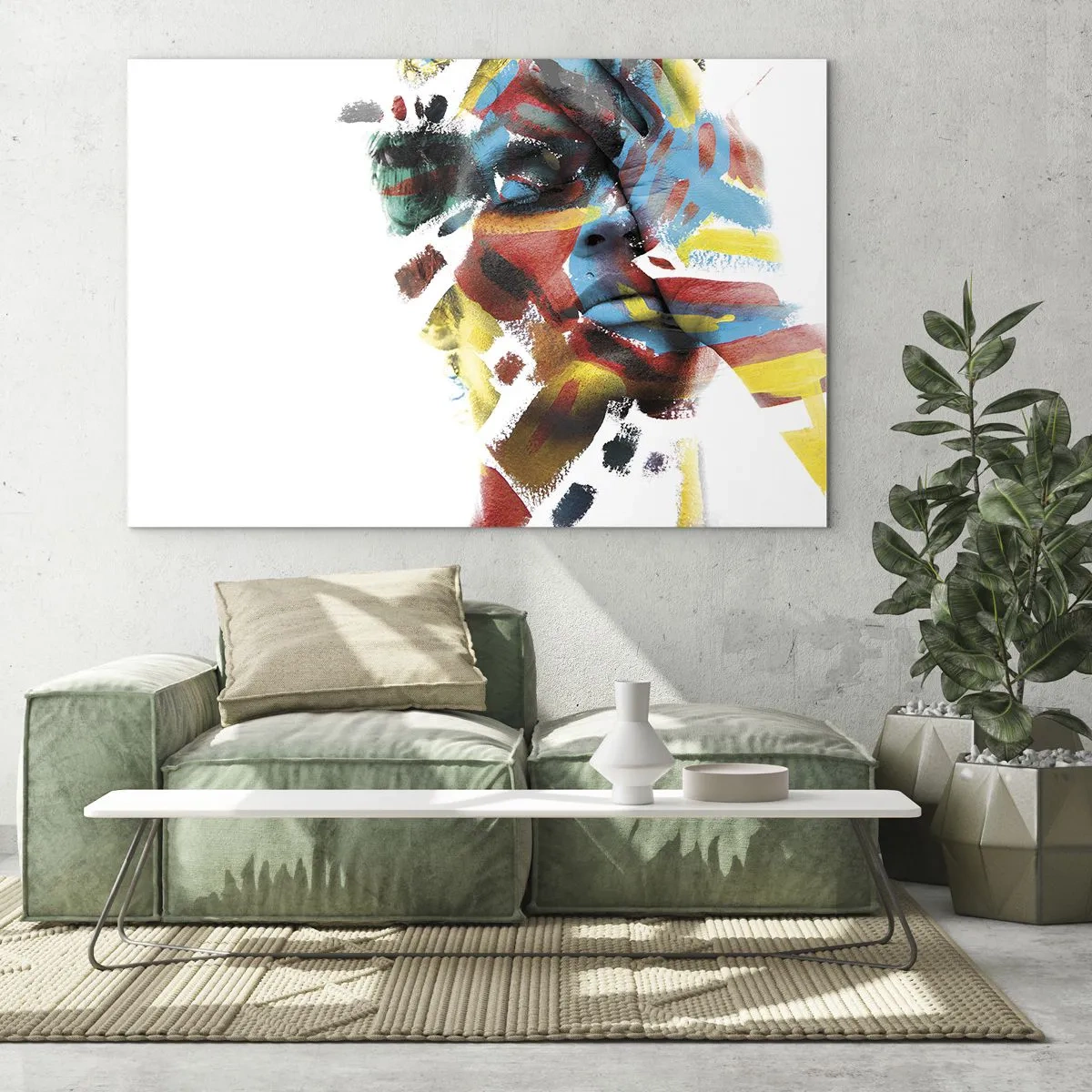 Glastavla - Bild på glas - Färgrik personlighet - 100x70 cm